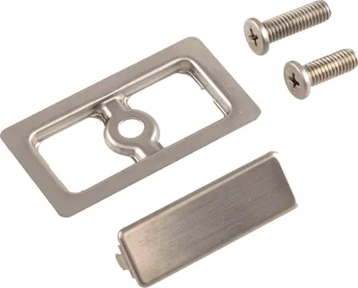 A set of metal sink drain parts on a white background.