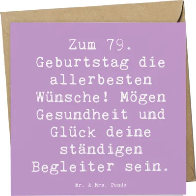 Produktbild von Mr. & Mrs. Panda Klappkarte Spruch 79. Geburtstag Glückwünsche - Lavendeltraum - Geschenk, anlasskarte, Grußkarte, Meilenstein, faltkarte, doppelkarte, Happy Birthday