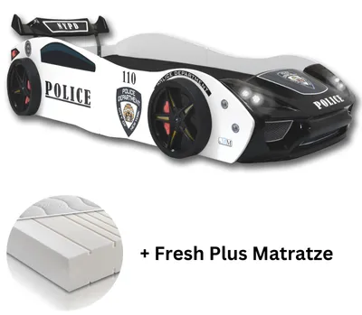 Produktbild von Autobett "Police" Spielbett für Kinder 90x200+Lattenrost+Fresh Matratze