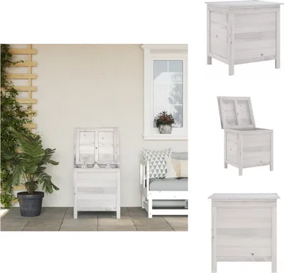 Produktbild von vidaXL Gartentruhe Weiß 50x49x56,5 cm Massivholz Tanne -  Gartenboxen