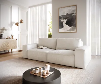 Produktbild von DELIFE Big-Sofa Lanzo 230x95 cm Bouclé Creme-Weiß