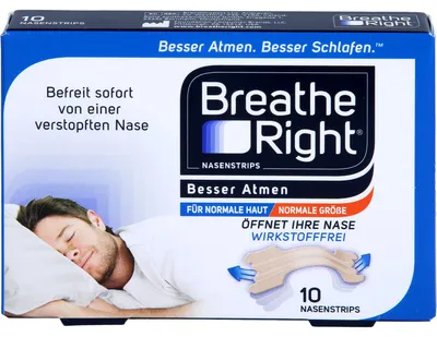 Obrázok produktu pre Breathe Right – náplasti na nos pre ľahšie dýchanie, normálne, béžové, 10 ks