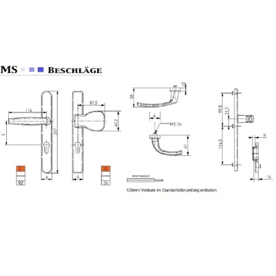 Produktbild von Aluminium Schmalrahmengarnitur Schwarz 92mm PZ Wechselgarnitur Haustür Nebeneingangstür Knopf/Drücker 87-102mm ja