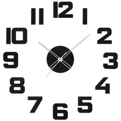 Produktbild von PRIM Colorino Wanduhr Holz selbstklebend Schwarz Ø 60 cm lautlos