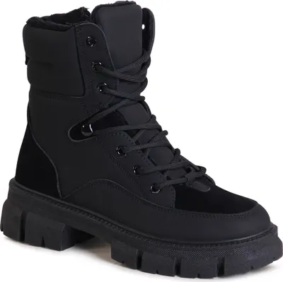 Produktbild von topschuhe24 2931 Damen Plateau Stiefeletten Winter Booties, Farbe:Schwarz, Größe:36 EU
