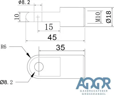 Produktbild von Auge M10 35mm Ø8,2mm Ø10,2mm Zubehör für Gasdruckfedern Augenaufnahme