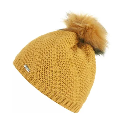 Imagen del producto de Faera: Gorro de invierno, gorro para mujer y hombre, tipo beanie, forrado, de punto, con pompón. Modelo 620064. Color: mostaza