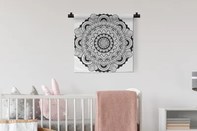 Produktbild von MuchoWow® Wandteppich Wandbehang Mandala verschnörkelt 60x60 cm Tapisserie Dekoration Wandtuch - Dekorationen - Wand Decke