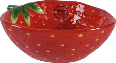 Produktbild von Deko-Schale Erdbeerform Dolomit L.15,5 W.12 H.5.cm rot