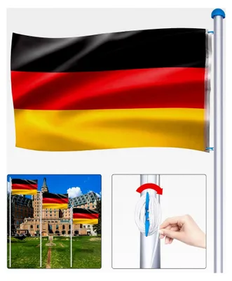 Produktbild von Aluminium Fahnenmast 6,5 m mit stabiler Bodenhülse 50 cm und Deutschlandflagge
