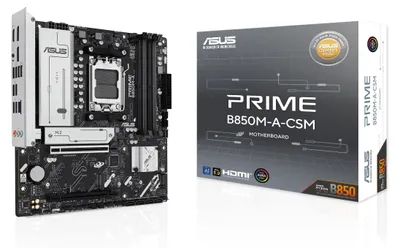 Obrázok produktu pre ASUS PRIME B850M-A-CSM, AMD, Pätica AM5, AMD Ryzen 7000 Series, AMD Ryzen 8000 Series, AMD Ryzen 9000 Series, Pätica AM5, DDR5-SDRAM, 256 GB