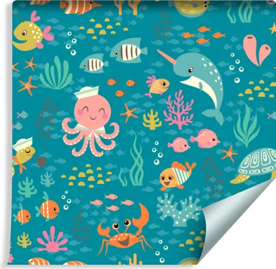 Immagine prodotto di 10m VLIES WALLPAPER rotolo camera dei bambini acqua oceano pesce piante flora XXL