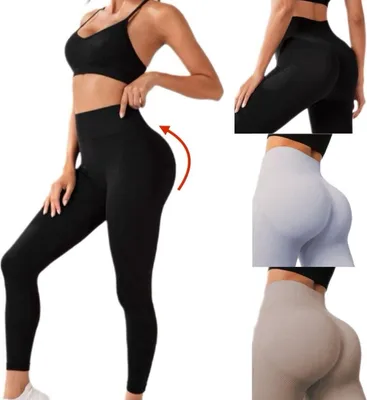 Zdjęcie produktu dla Legginsy sportowe dla kobiet - Wygodne wsparcie i pełna swoboda ruchów S/M Beżowy