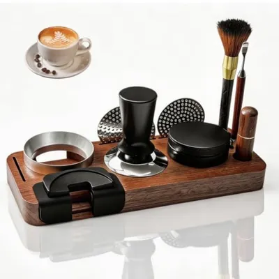 Produktbild von PromoHome® Kaffeestampfer 51 mm Set – 10-teiliges Espresso-Zubehör mit Stampferstation, Kaffeeverteiler, WDT-Werkzeug, Dosierring