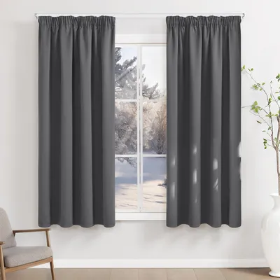 Immagine prodotto di Tende oscuranti Grigio scuro 160 x 140 cm - Set di 2 - Con nastro a pieghe - Tessuto 260 g/m² - Blocca fino al 99% della luce