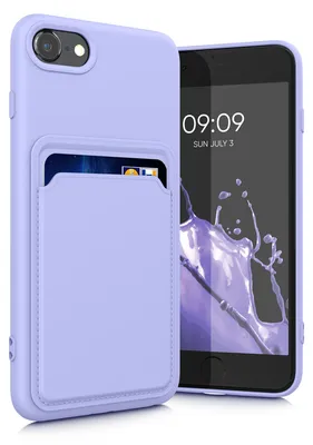 Produktbild von kwmobile Handyhülle für Apple iPhone SE (2022) / SE (2020) / 8 / 7 Hülle mit Kartenfach - TPU Case - Kabelloses Laden - Schutzhülle Cover in Lavendel
