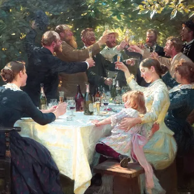 Produktbild von Peter Severen Kroyer Kunstdruck Bild - Hip, Hip, Hurra! Künstlerfest In Skagen, 1888 (70 x 70 cm)