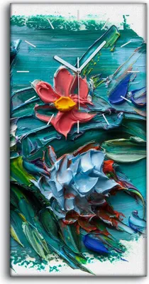 Produktbild von Wandkunst Leinwand Bild Uhr Geräuschlos Kunstdruck 30x60 Abstrakte Kunst Blume - weiße Hände