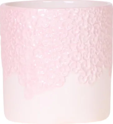 Produktbild von Ziertopf Bloom Pink - Blumentopf Ø9cm - Rosa Übertopf mit Blütenstruktur