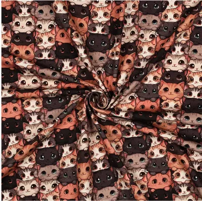 Jersey Kinderstoff Kätzchen Kindermotiv ab 0,5 x 1,48m Baumwoll-Stoff Katze Oeko-Tex Motiv 1