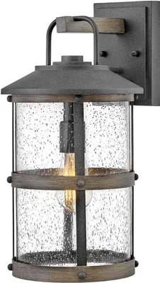 Produktbild von Außenwandlampe Aluminium Glas H: 43,6 cm IP44 Zink verwittert Treibholz Grau E27 Maritim Außenleuchte Wand