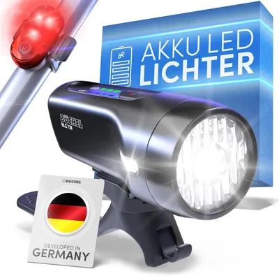 Produktbild von 720 Fahrradlicht-Set, 70/30/15 Lux, mit bis zu 14 Stunden Akkulaufzeit, wiederaufladbares Fahrradlicht, LED, für Vorder- und Rücklicht