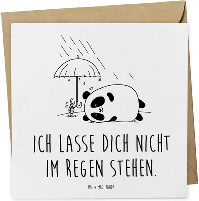 Produktbild von Mr. & Mrs. Panda Grußkarte Panda Freundschaft - Weiß - Geschenk, Klappkarte, doppelkarte, faltkarte, anlasskarte, Glückwunschkarte