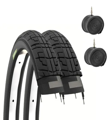 Produktbild von Ecovelò 2 Reifen 12 1/2 x 1,75 2 1/4 (47-203) + Schläuche für Citybike, Kinder-Mountainbike 12''