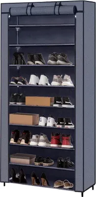 Produktbild von Schuhregal für 45 Paar Schuhe - Wasserfestes Schuhschrank - Grau - 88 x 28 x 160 cm - mit Abdeckung