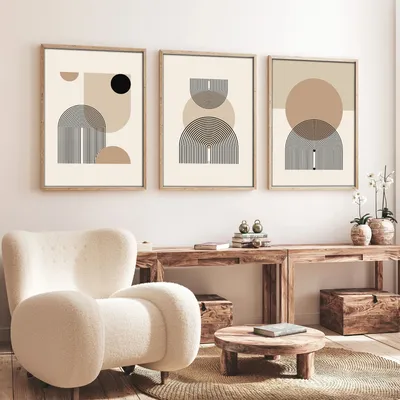 Produktbild von Wallity, Huhu263 - 50 x 70, Dekorativ gerahmtes MDF-Gemälde (3 Stück), Mehrfarbig, 100 % MDF, 50 x 70 cm