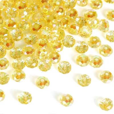Facettierte Glasperlen, 170 Stück, 6 mm, galvanisiert, gold, für Schmuck