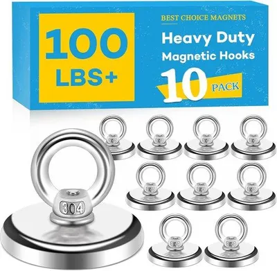 Produktbild von Famanu Magnetische Haken mit Ösen - 45 kg Tragkraft - 10 Stück