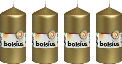 Image de lot de 4 bougies - hauteur 12 cm - diamètre 5,8 cm - or