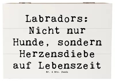 Produktbild von Mr. & Mrs. Panda Box Spruch Labrador Herzensdiebe 22 x 15 cm - Weiß - Geschenk, truhe holz, Hunderasse, Apportieren, verspielter Hund, Geschenkbox, Hunderassen, fotobox
