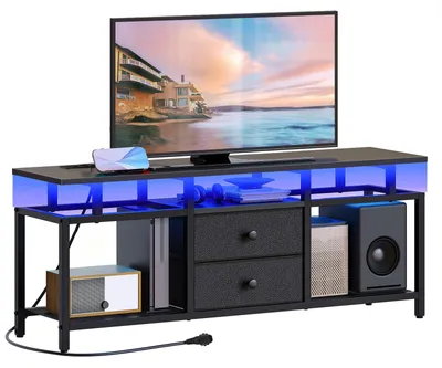 TV-Möbel bis 45" mit LED-Beleuchtung und Ladestation, 106x28x48 cm