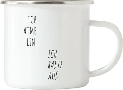 Produktbild von Ich atme ein Ich raste aus Emaille Tasse Work Life Balance Geschenk Büro Mitarbeiter Chef Kollegen