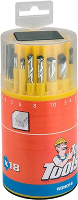 Image de Top Tools Forets divers (métal/béton/bois), set de 18 pcs.