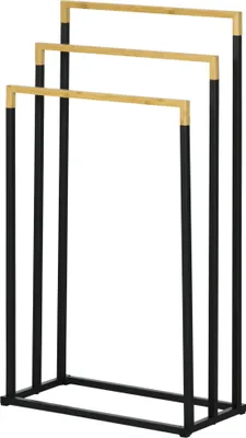 Produktbild von HandtuchhalterHandtuchalter-Set3Handtuchstangen,Industriedesign,Bambus,45x22,5x86cm,Schwarz+Natur