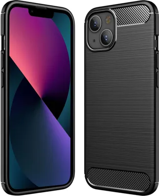 Produktbild von Conie Silikon Schutzhülle für iPhone 14 Plus Tasche Case Cover Bumper TPU Carbon Look Hülle in Schwarz