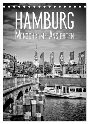 Produktbild von HAMBURG Monochrome Ansichten (Tischkalender 2027 DIN A5 hoch), CALVENDO Monatskalender