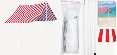 Immagine prodotto di Tenda da sole 3×1,7 m con pali – Rossa, tenda ombreggiante
