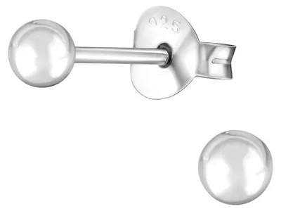 Produktbild von Ball Ohrstecker: Kugel Ohrringe Silber 925 3 mm