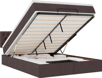 Obrázek produktu pro vidaXL Osmanská postel s matrací a LED diodami tmavě hnědá 140x190 cm