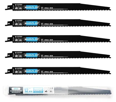 Image de Jeu de 5 lames de scie sauteuse, 300 mm, 6/12 dents par pouce, pour bois et acier à haute teneur en carbone