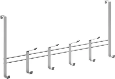 Produktbild von METALTEX 350932000 Türhängeleiste 44,5 cm mit 6 Haken, Polytherm, silbermetallic / Raumsparer