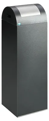 Produktbild von Selbstlöschender Wertstoffsammler rund mit Einwurfklappe | 89 Liter, HxBxT 104,5x32x32cm | Verzinkter Stahl | Grau-Silber