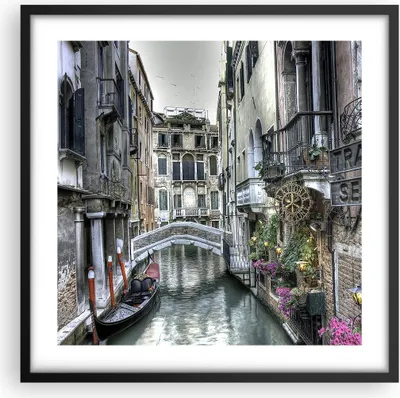 Produktbild von Gerahmtes Poster - Schwarzer Rahmen - Venedig Brücke Wasser - 50x50 cm - Wand Bild - Wanddeko - Wandbilder - Kunstposter - Wandposter - Bilderrahmen - Bilder - Kunstdruck - Wandbild - P2BAC50x50-3522