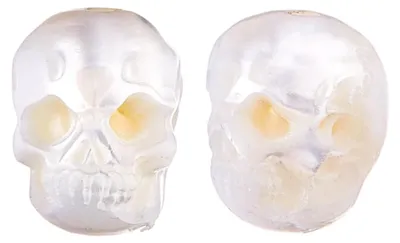 Halloween Totenkopfperlen, 2 Stück, 2 Stile, 9/8 mm, weiß