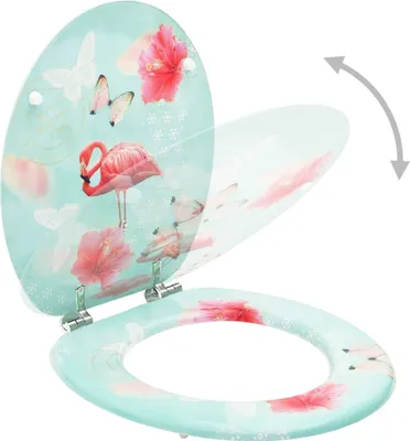 Image de vidaXL Sièges de toilette avec couvercle 2 pcs. MDF design flamant rose