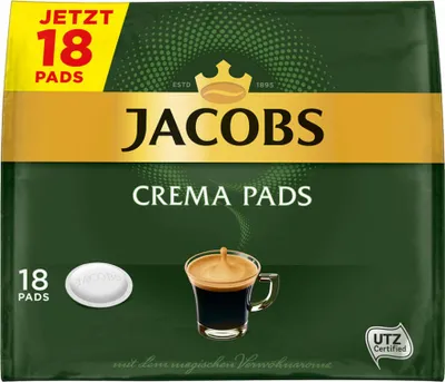 Produktbild von Jacobs Kaffeepads Crema Pads, Klassisch, Samtiger & Weicher Geschmack, Kaffee, 90 Pads